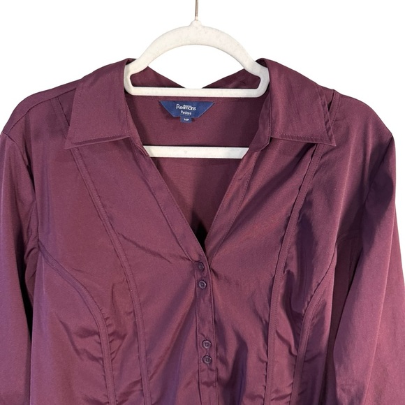 Reitmans Deep Red Button-Down Shirt Size 16P Petite Office Business Casual - Picture 8 of 11